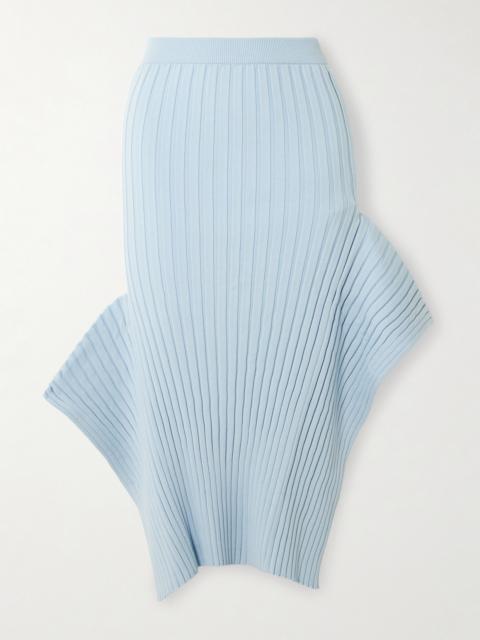 Stella McCartney Asymmetric Ribbed Organic Cotton Midi Skirt