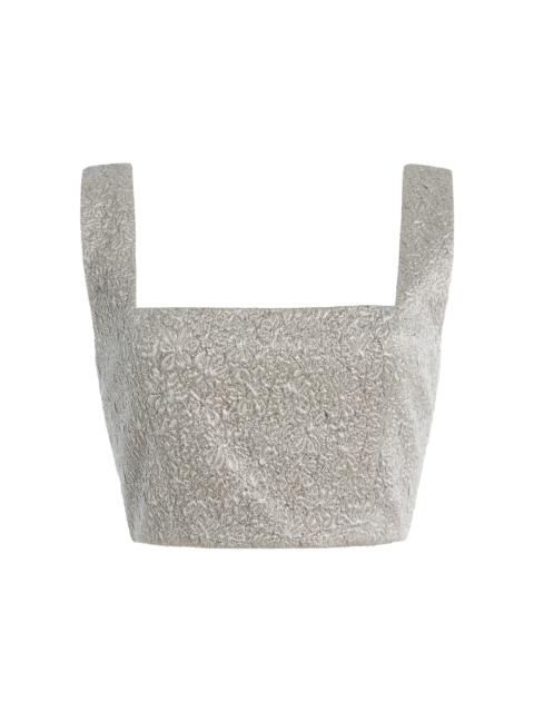 ADAM LIPPES Beckett Floral Matelasse Top metallic