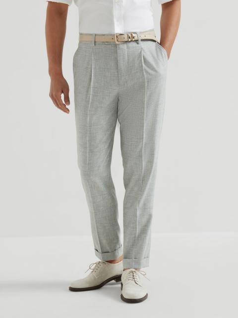 Brunello Cucinelli Virgin wool Prince of Wales fresco trousers with pleat