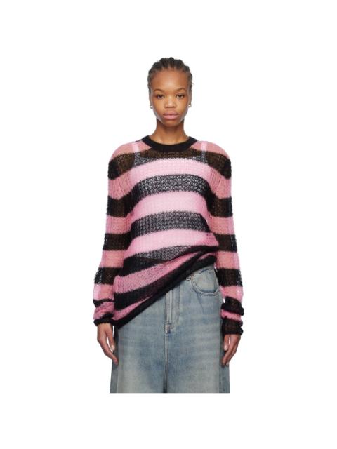 We11done Pink & Black Striped Knit Sweater