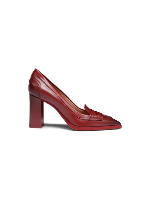 Women's red leather high-heel pump