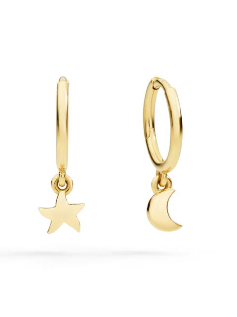 DoDo YELLOW GOLD STAR & MOON HOOP EARRINGS