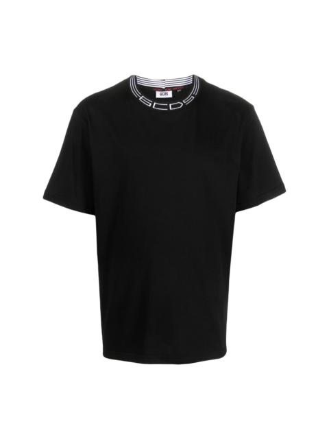 logo-neck cotton T-shirt