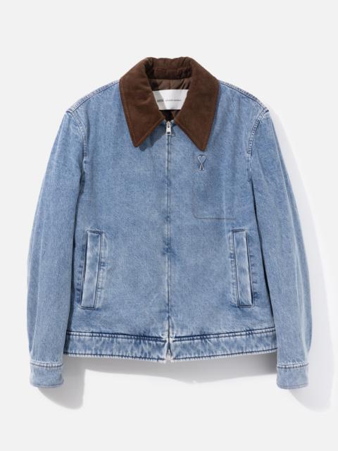 AMI Paris AMI PARIS AMI DE COEUR CORDUROY-TRIMMED DENIM JACKET