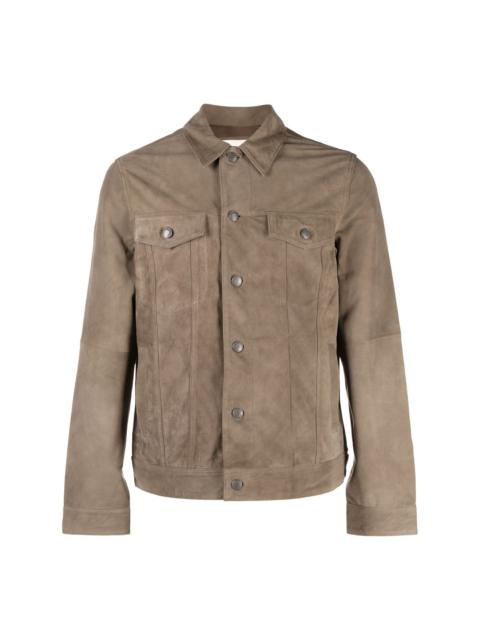 button-fastening suede jacket