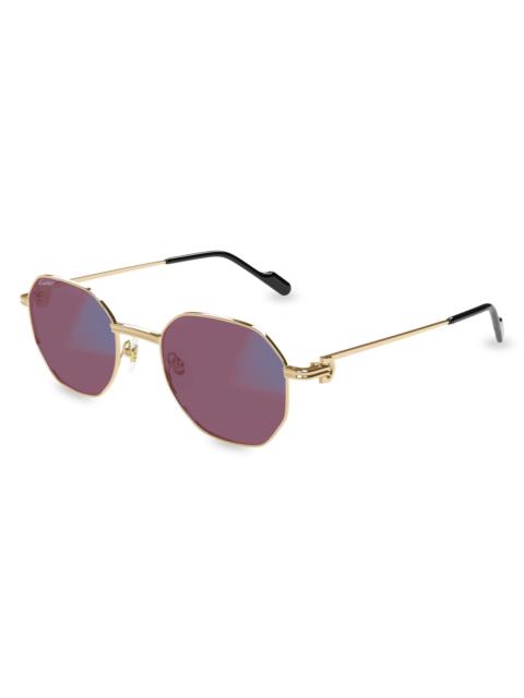 Cartier Women's Première De 50MM Round Sunglasses - Purple Multi Gold