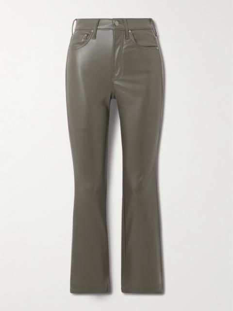 MOTHER The Insider Flood Cropped Faux Leather Bootcut Pants
