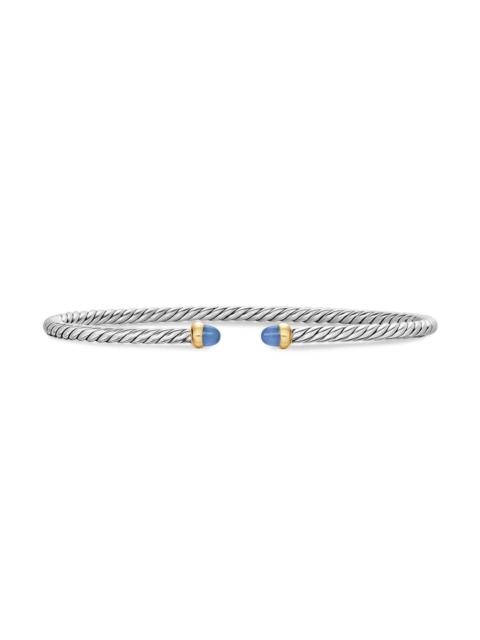 DAVID YURMAN Women's Micro Cable Flex Bracelet in Sterling Silver - Light Blue Sapphire