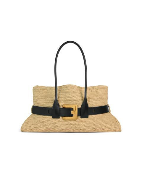Balmain Large Anthem bag in smooth leather and crochet