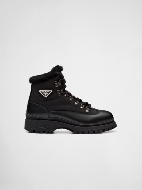 Prada Brixxen leather and nylon booties