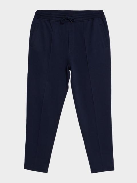 Brunello Cucinelli Men's French Terry Double Cloth Pintuck Pleated Trousers