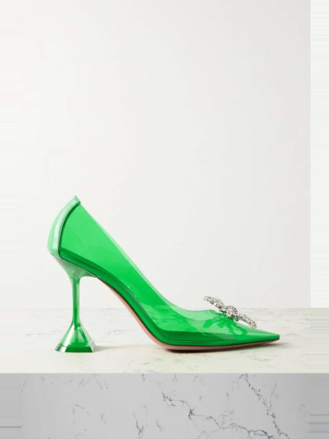 Rosie Glass metallic leather-trimmed crystal-embellished PVC pumps