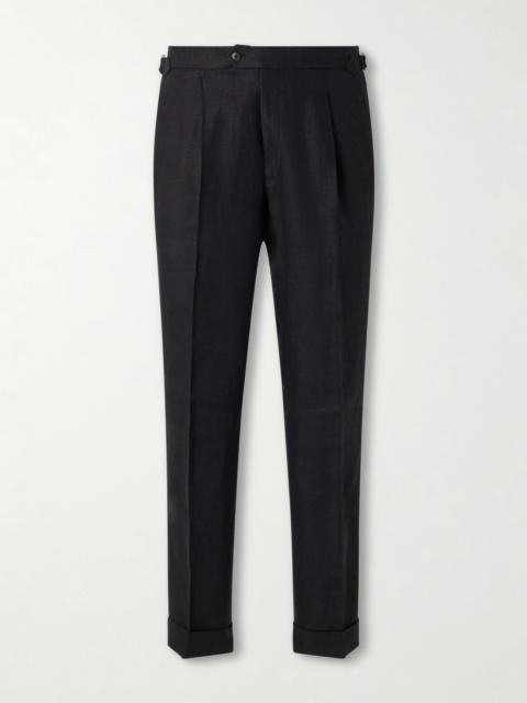 SAMAN AMEL Amie Straight-Leg Linen Suit Trousers