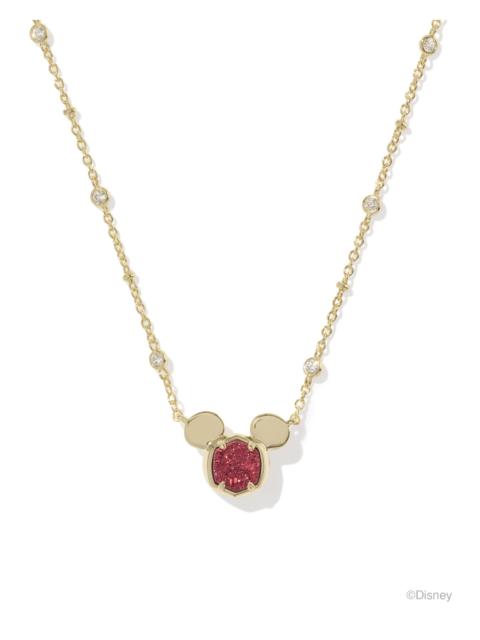KENDRA SCOTT Disney | Kendra Scott Gold Mickey Mouse Short Pendant Necklace in Bright Red Drusy