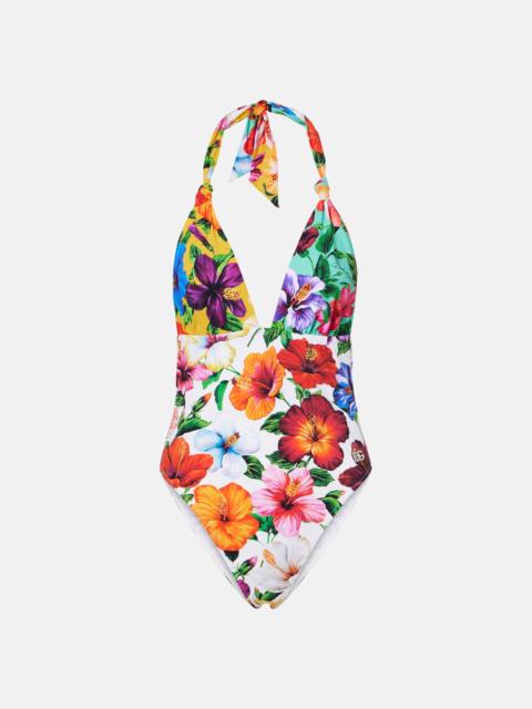 Dolce & Gabbana Floral halterneck swimsuit