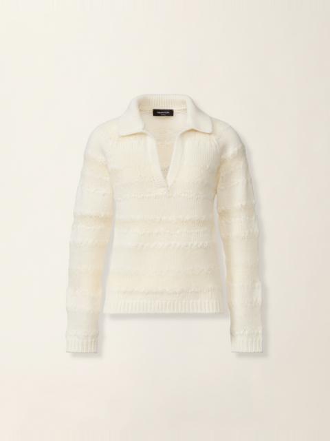 FABIANA FILIPPI Platinum mohair and micro-sequin striped sweater
