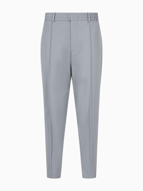 EMPORIO ARMANI Travel Essentials trousers in a viscose jersey blend with ribs and elasticated waist