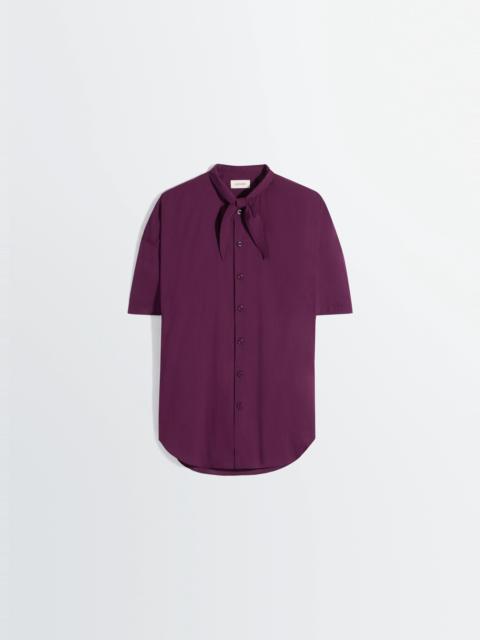 SHORT SLEEVE SHIRT WITH FOULARD IN WASHED COTTON MUSLIN