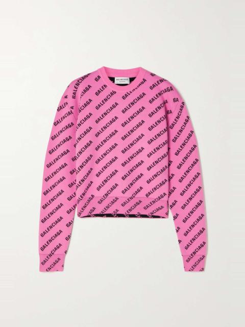 BALENCIAGA Cropped intarsia-knit sweater