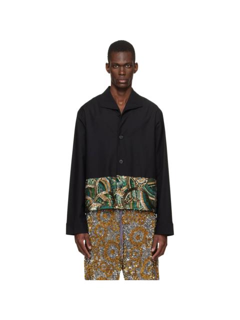 Dries Van Noten Black Sequinned Shirt