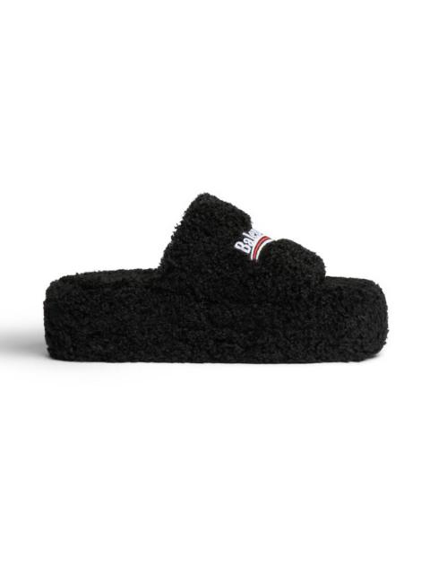 Women's Furry Platform Sandal in Black
