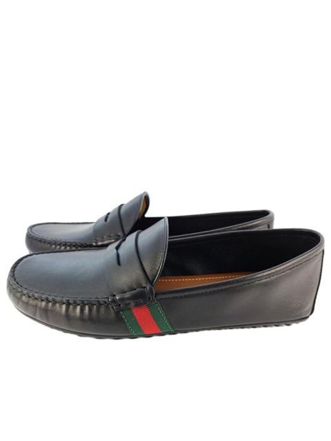 GUCCI Gucci Web Accent Leather Loafers 'Black' 566294-BTRE0-1060