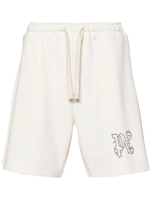 Palm Angels Monogram Stud Sweatshorts "Off White/Gunmetal" PMCI015R24FLE0020377