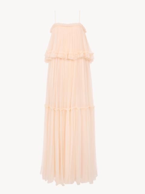 Chloé SLEEVELESS LONG DRESS IN SILK MOUSSELINE
