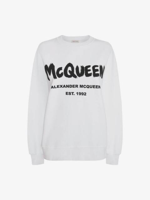 Alexander McQueen Women's McQueen Graffiti Sweatshirt in White/black