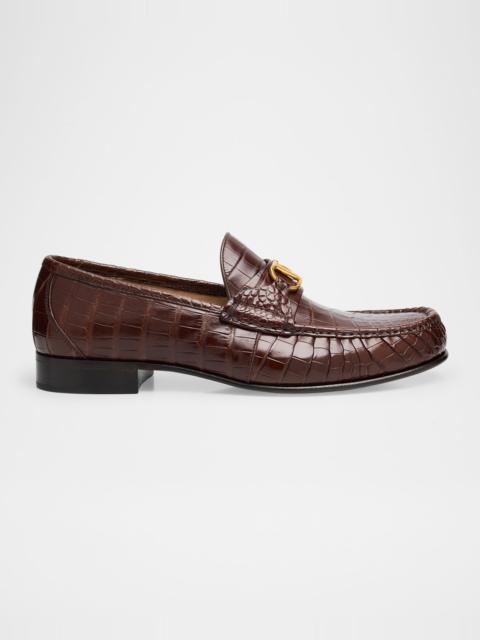 Valentino Men's VLogo Signature Crocodile Loafers