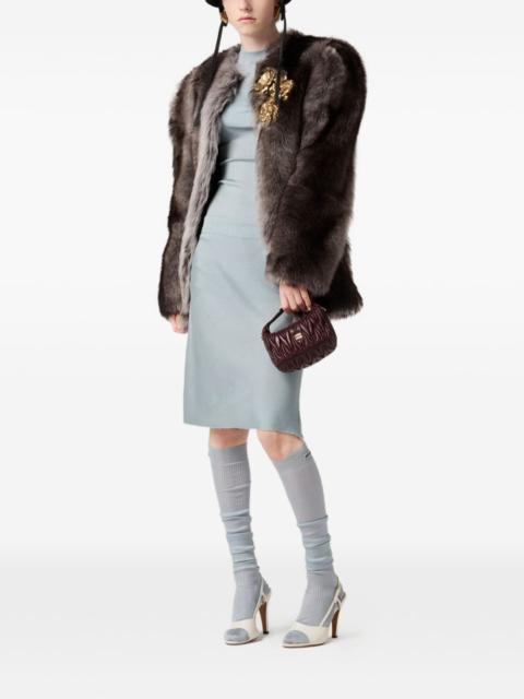 Miu Miu ribbed logo-patch T-shirt