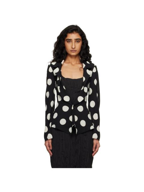 Junya Watanabe Black & Off-White Printed Georgette Blazer
