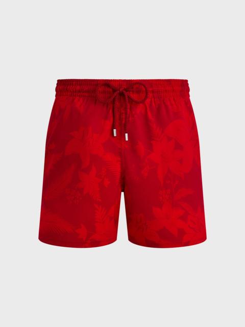 MEN STRETCH SHORT SWIM TRUNKS FLOWER POWER