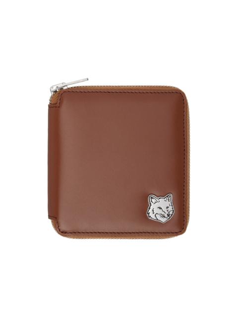 Brown Fox Head Square Zipped Wallet