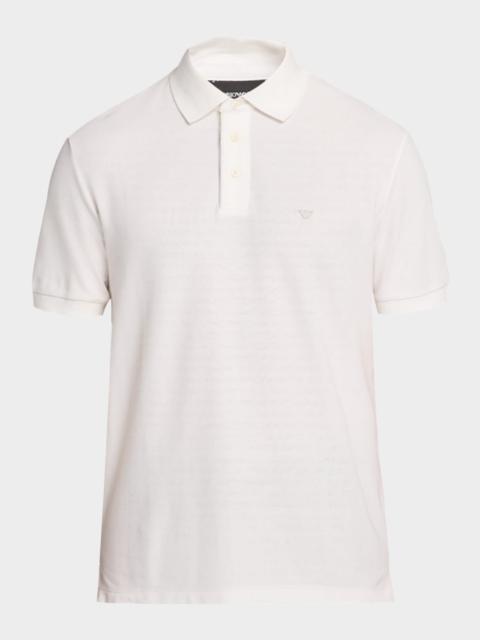 EMPORIO ARMANI Men's Cotton Pique Eagle Logo Polo Shirt