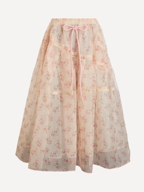 Sheer Overlay Long Flounce Skirt