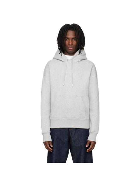 AMI Paris Grey Cotton Embossed Ami De Coeur Hoodie