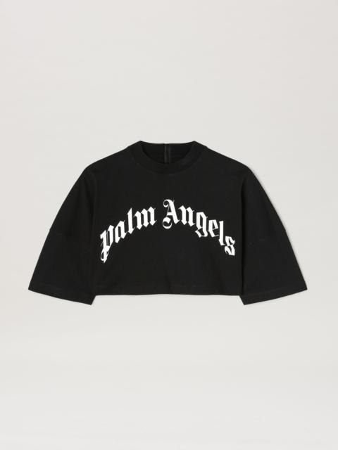 Palm Angels Curved Logo Back Zip T-Shirt