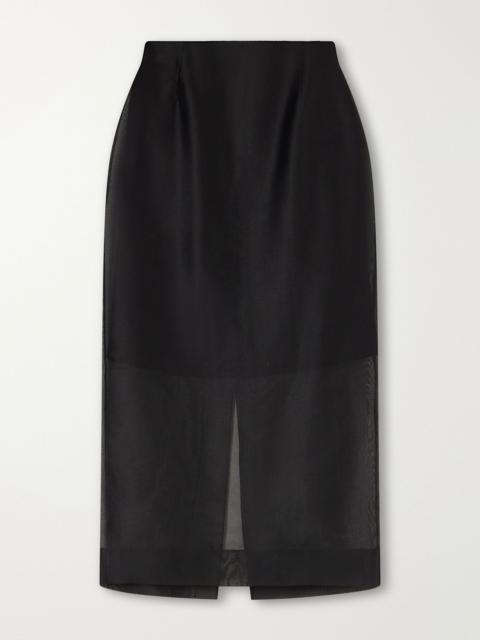 CAROLINA HERRERA Silk-organza midi skirt Black