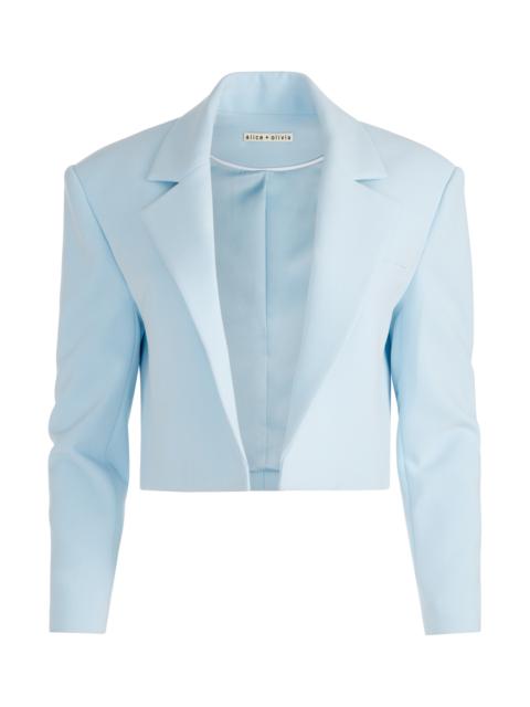 Alice + Olivia SHAN CROPPED RUCHED SLEEVE BLAZER