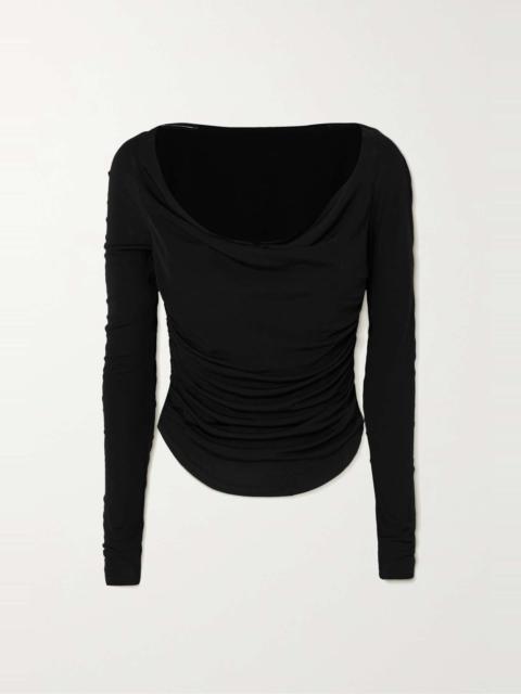 STAUD Solana draped stretch-jersey top