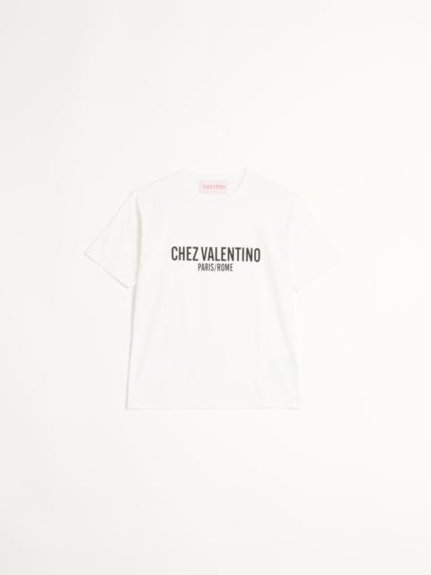 Valentino COTTON T-SHIRT WITH CHEZ VALENTINO PRINT