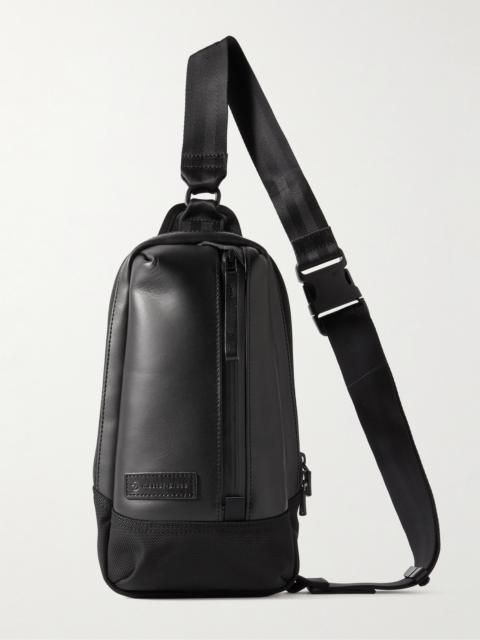 master-piece Slick Logo-Appliquéd Leather and CORDURA® Barastec Nylon Sling Backpack