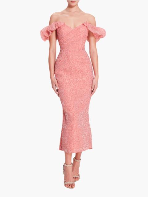 Marchesa CLOQUE MIDI DRESS