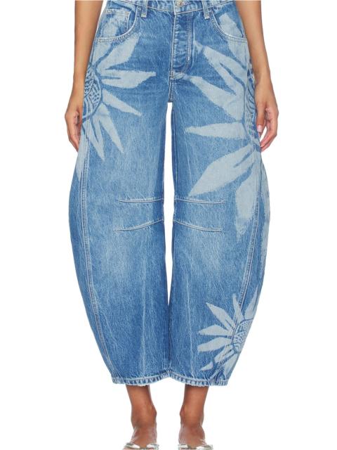 FREE PEOPLE Good Luck Printed Barrel Jean