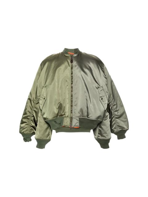 double-sleeve satin bomber jacket