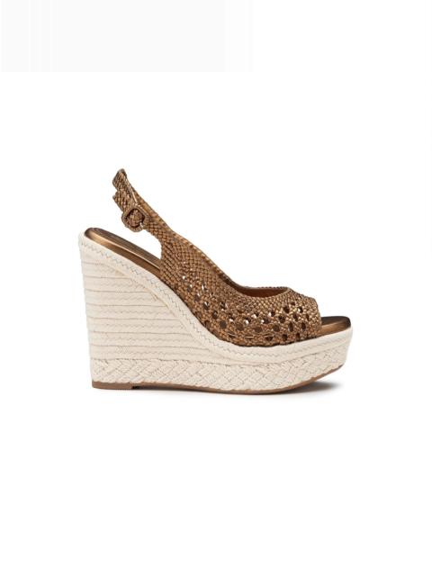 Santoni Women's gold leather wedge