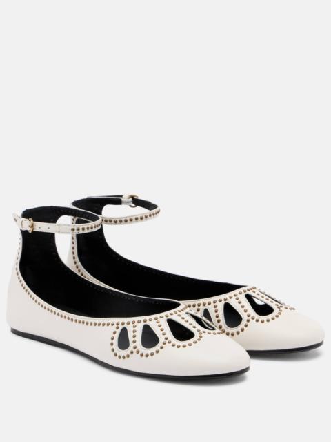 Isabel Marant Bloris studded cutout leather ballet flats