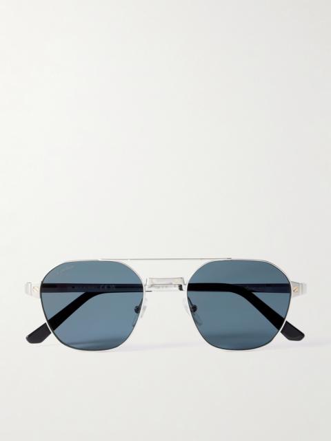Cartier Santos de Cartier Aviator-Style Silver-Tone Sunglasses