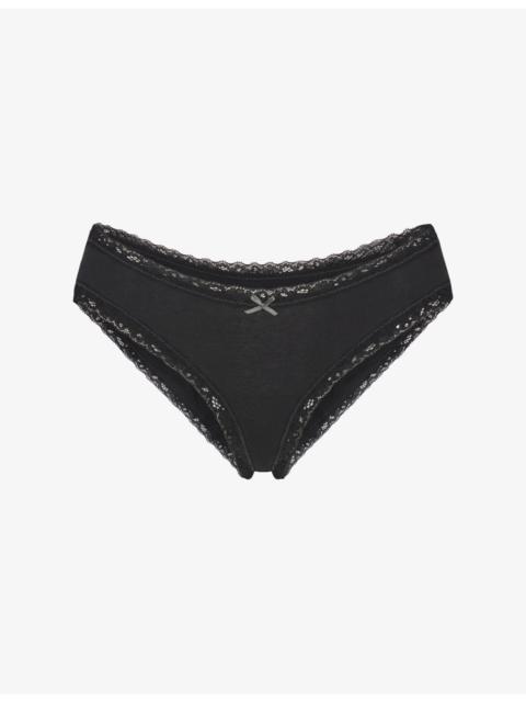 SKIMS Lightweight Lace-Trim Stretch-Cotton Briefs